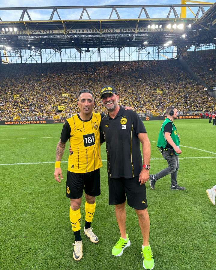 Imagen Lucas Barrios y Jürgen Klopp, juntos en Dortmund.