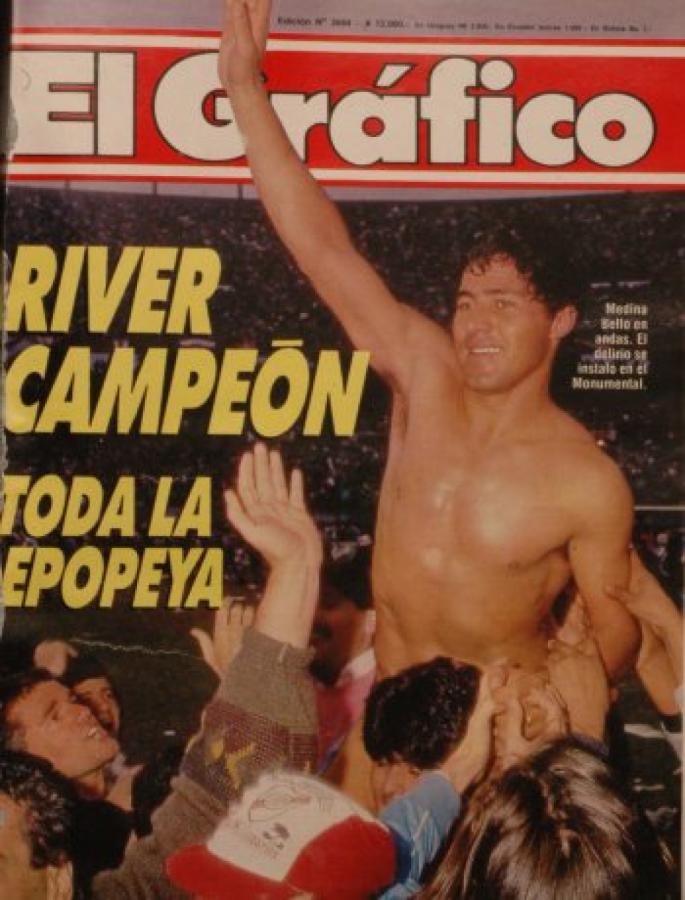 Imagen River campeón del Campeonato de 1989/1990. Medina Bello se roba todos los flashes.