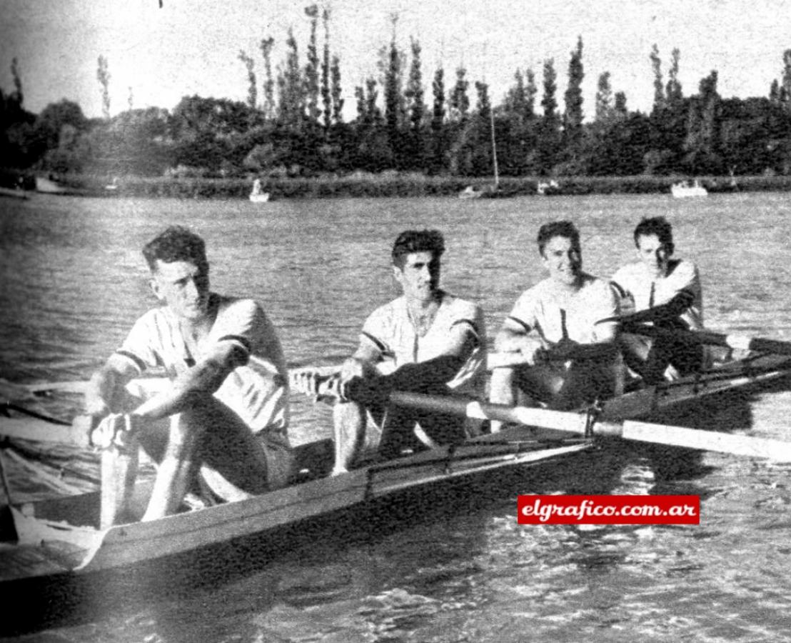Tripulación mixta presentada por el Buenos Aires Rowing Club en el cuatro sin timonel, prueba que los contó como único competidor.