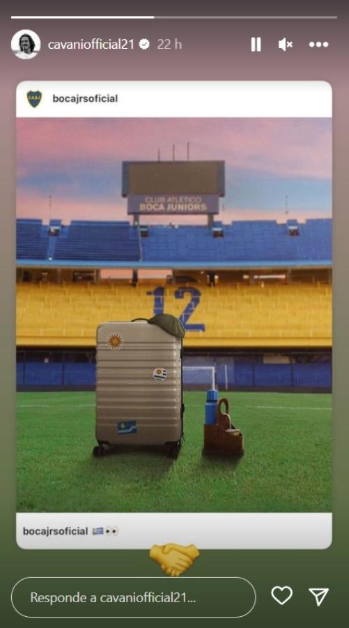 Imagen La primera publicación de Cavani como jugador de Boca.