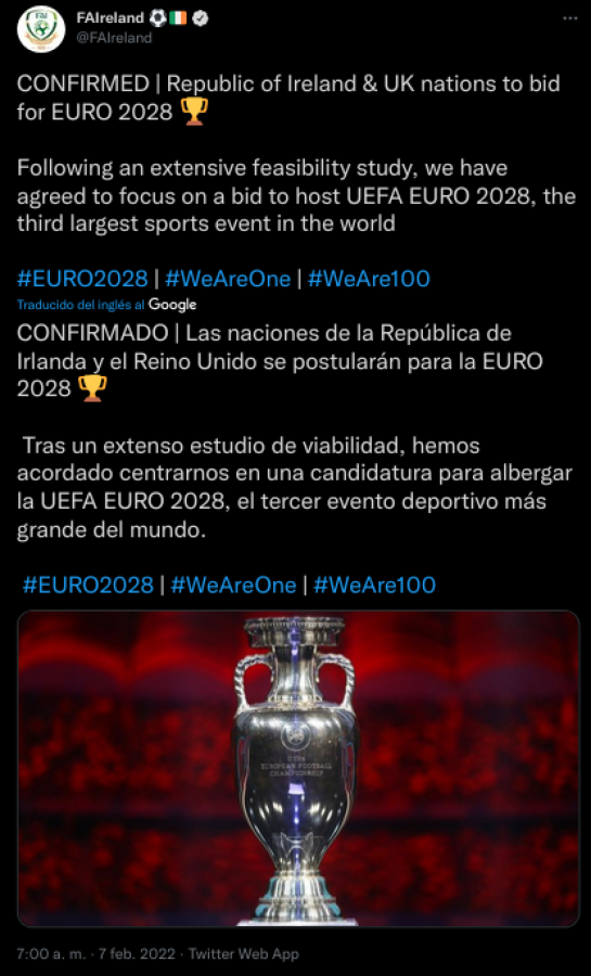 Imagen Reino Unido e Irlanda se postulan para la Euro 2028.