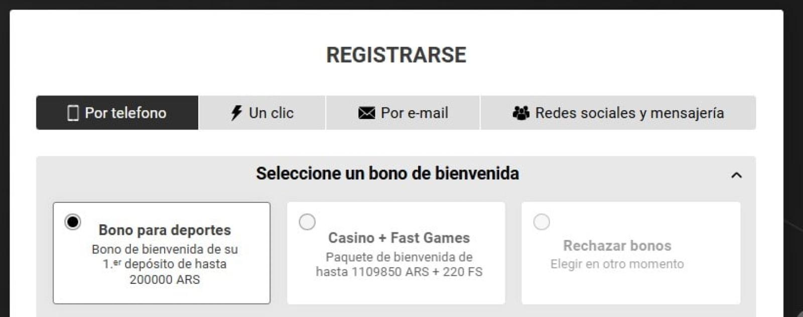 Imagen Bonos por registro en Melbet