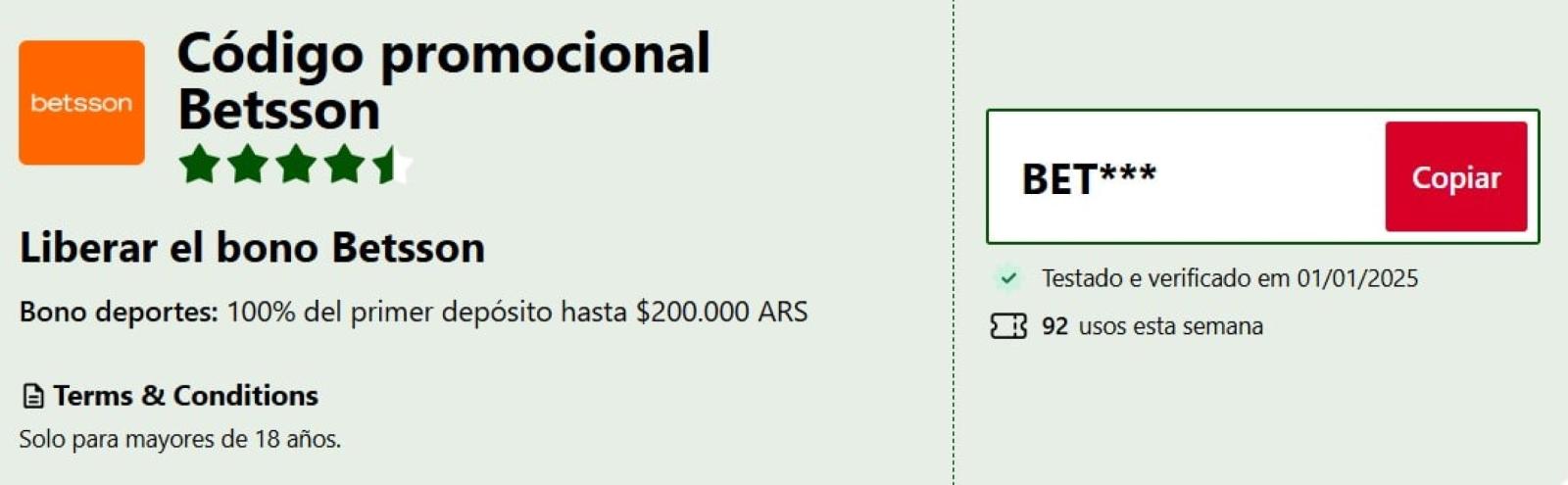 Imagen codigo promocional bplay para Argentina