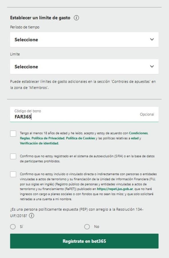 Imagen Registro en Bet365