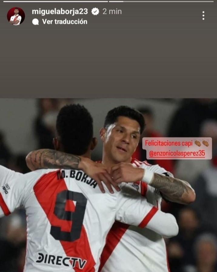 Imagen El colombiano felicitó a Enzo Pérez, su ex compañero en River.