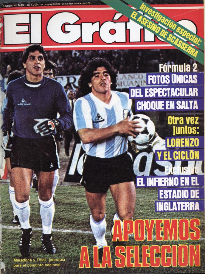 Imagen El Gráfico, 14 de mayo de 1985, luego del debut de Maradona con Bilardo.