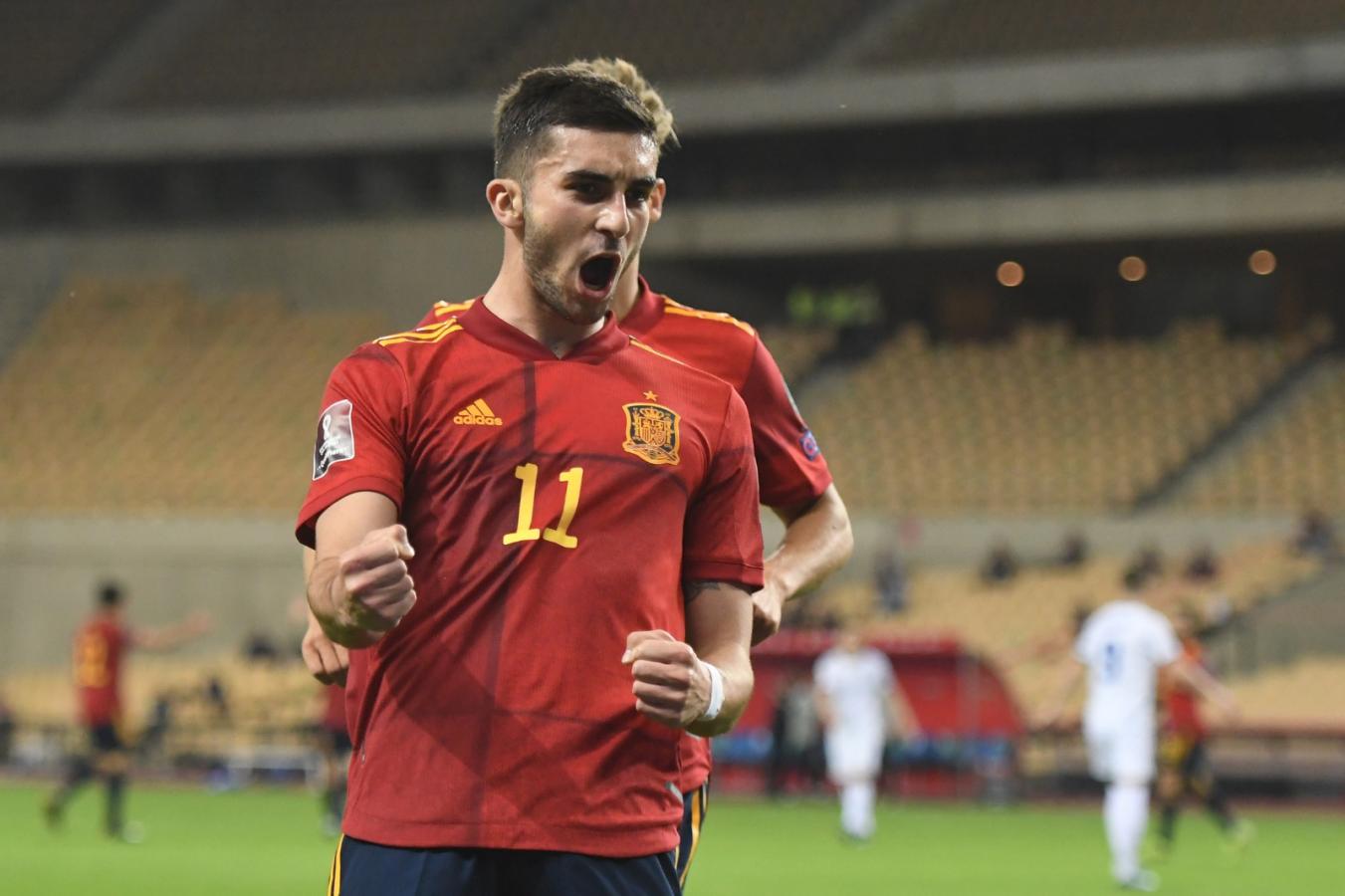 Imagen El festejo de Ferran Torres. España derrotó 3-1 a Kosovo.