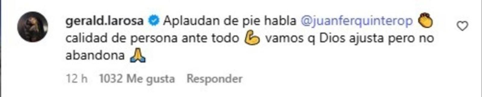 Imagen El comentario de Geraldine La Rosa a las palabras de Juanfer Quintero.