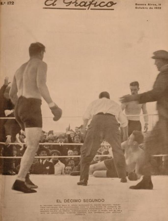 Imagen Tapa del número 172, con la pelea Firpo vs. Tracy, una de las tantas que apareció "El toro de las pampas" en El Gráfico.