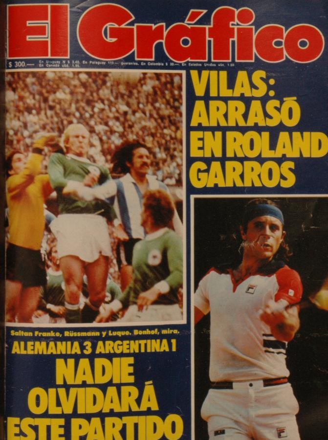 Imagen Tapa de El Gráfico del 7 de junio de 1977: Vilas arrasó en Roland Garros.