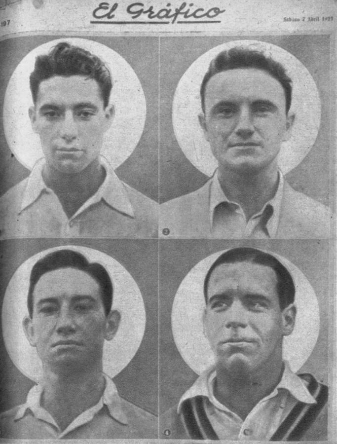 Imagen El primer team argentino que participó en la Copa Davis, integrado por Caminos, Robson, Boyd y Villegas. Fué en el año 1923.