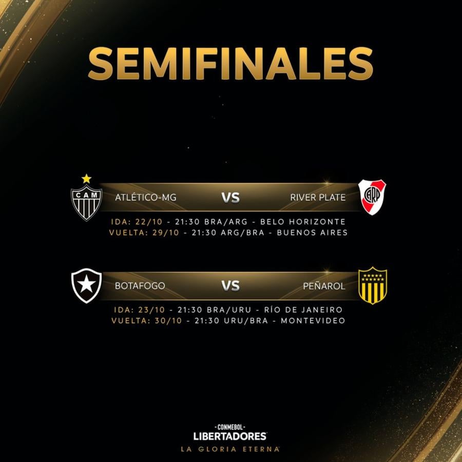 Imagen Calendario programado para las semifinales de la Libertadores. Foto: Conmebol