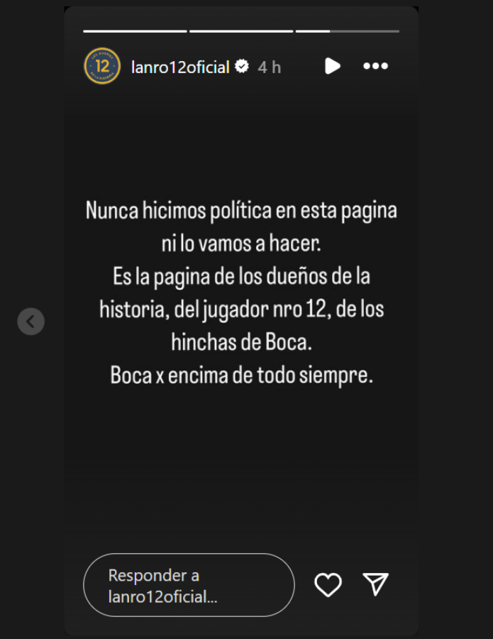 Imagen La 12 se pronunció sobre la situación coyuntural de Boca.