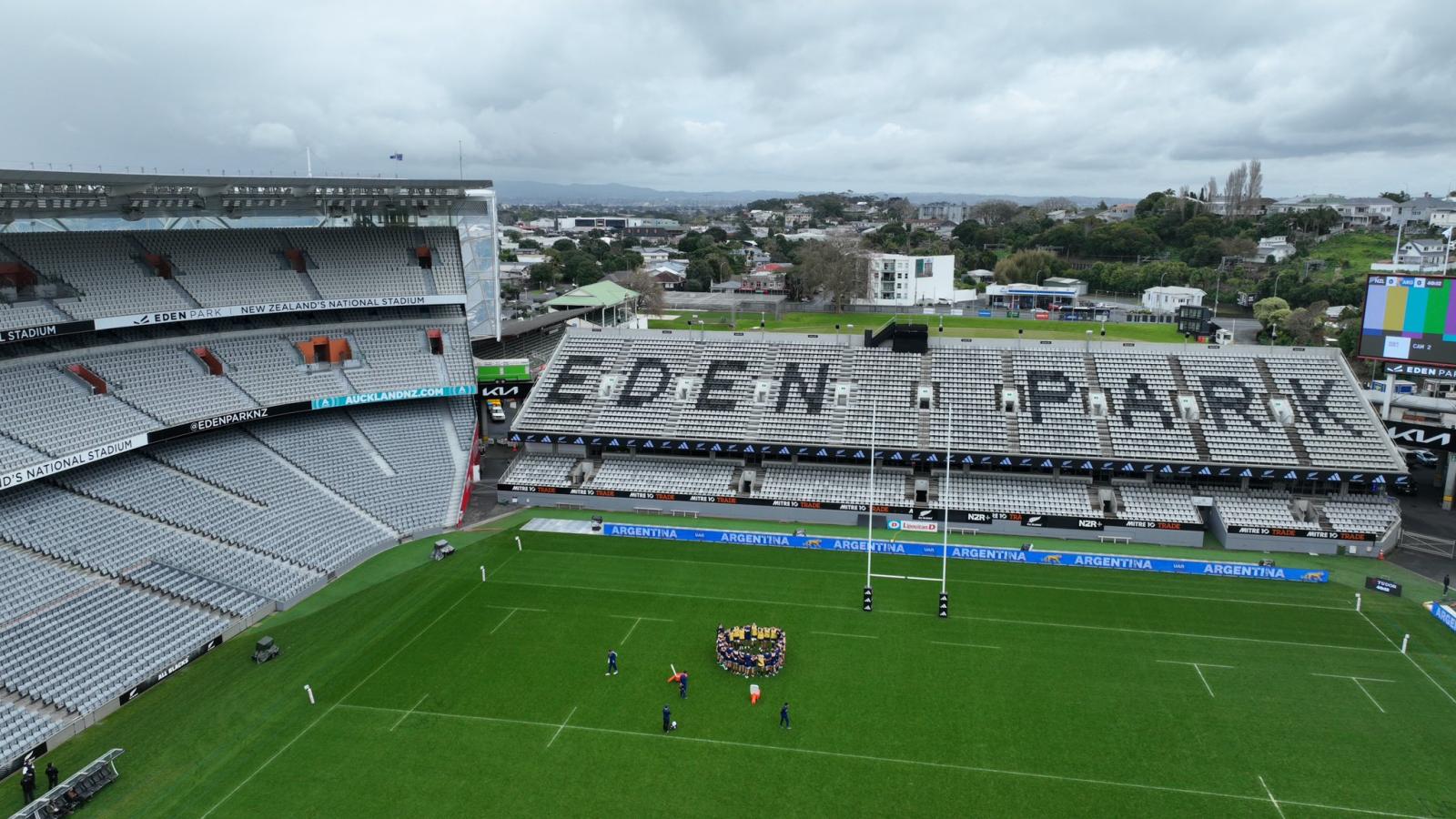 Imagen El Eden Park desde el aire, escenario del partido entre Nueva Zelanda y Argentina.