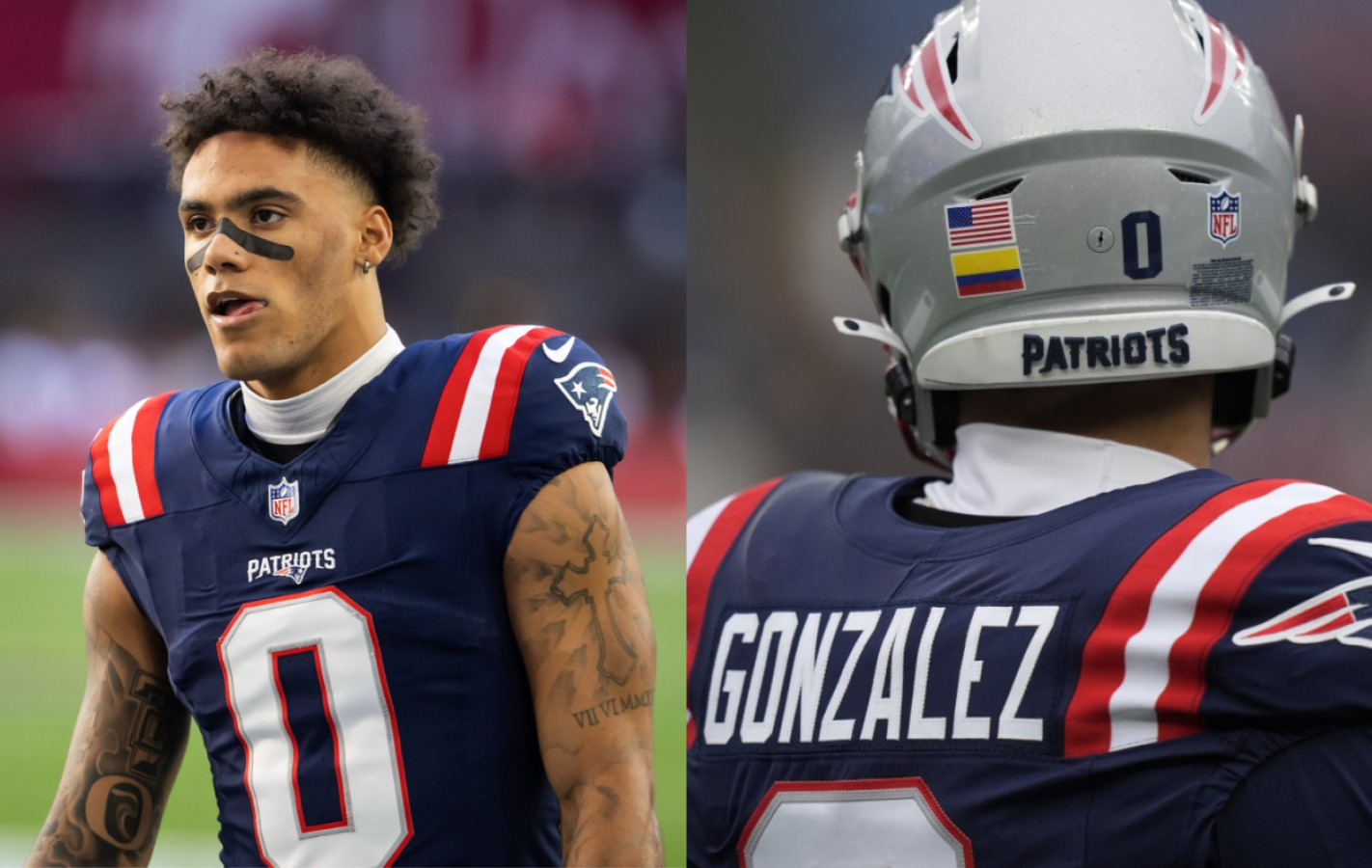 Imagen Christian González luce con orgullo en su casco sus raíces colombianas.
