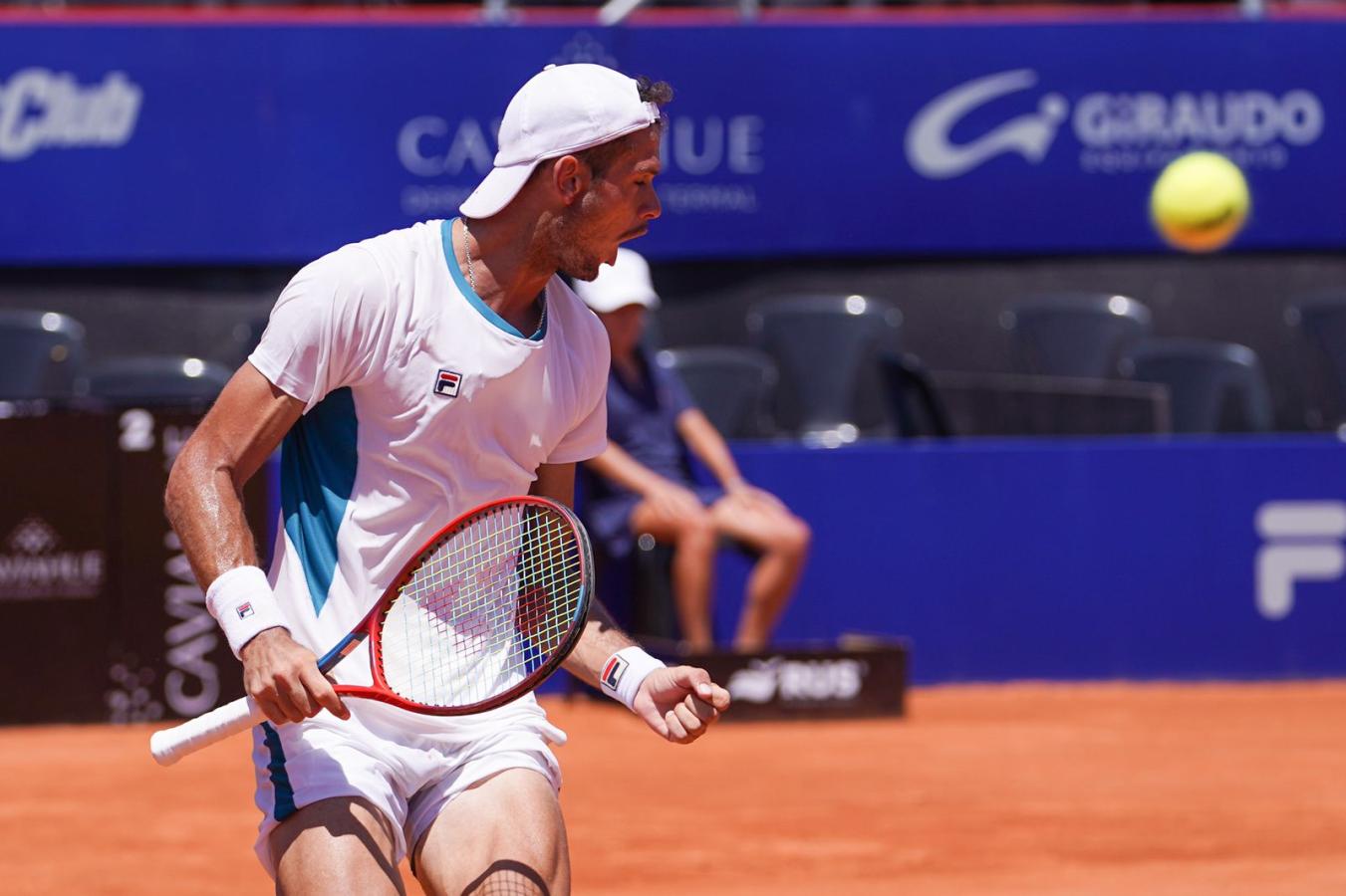 Imagen Ficovich y la alegría por haber conseguido su primera victoria ATP. Imagen: Córdoba Open.