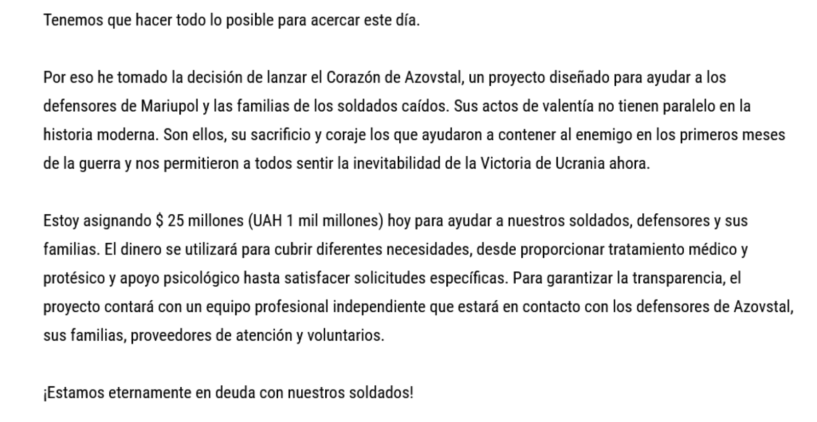 Imagen La donación del Shaktar para los soldados ucranianos.