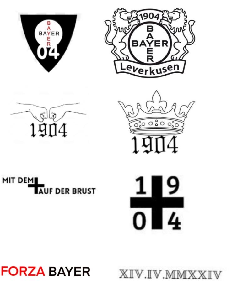 Imagen Los principales diseños de tatuajes que propone Leverkusen para sus hinchas.