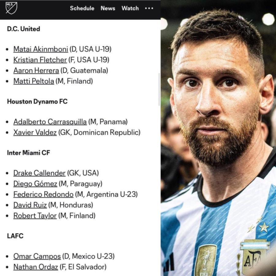 Imagen Messi no está en la lista de convocados por sus Selecciones que publicó la MLS.