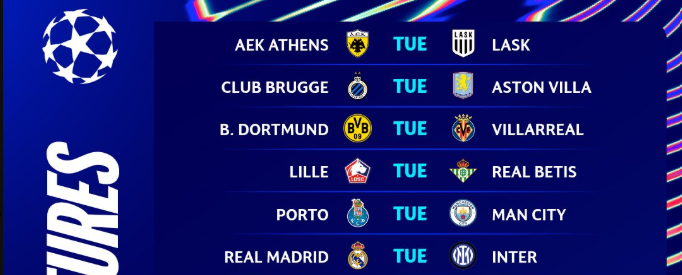 Imagen de 41 datos de los seis partidos del martes 8 de septiembre de la Champions League