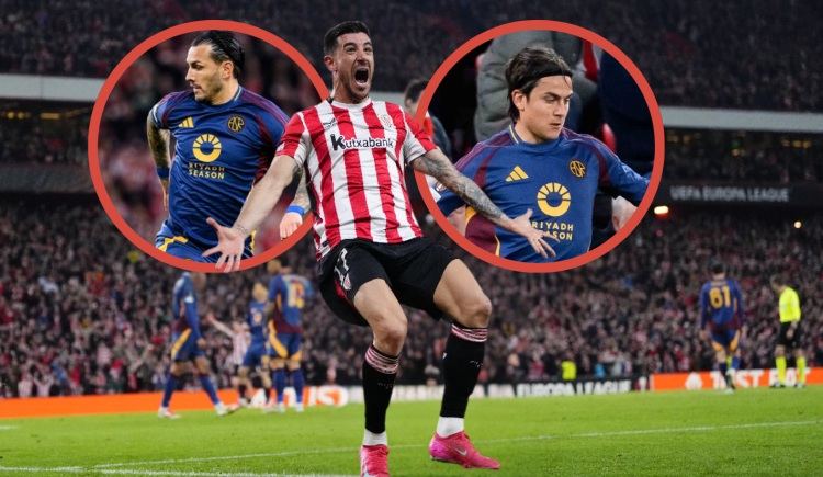 Imagen de Dybala y Paredes, afuera de la Europa League: Roma cayó 3-1 con Athletic Bilbao