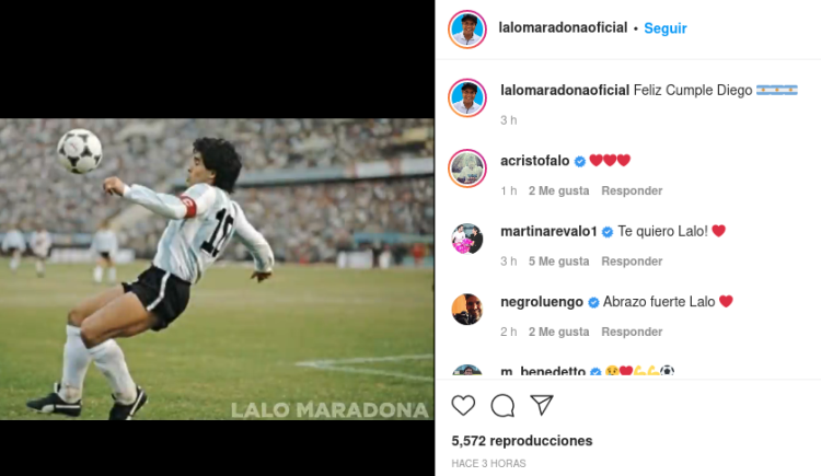 Imagen de LALO MARADONA: ESPERO QUE LO PASES LINDO CON MAMÁ Y PAPÁ”