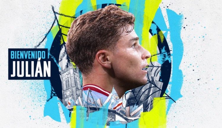 Imagen de Manchester City presentó a Julián Álvarez en sus redes