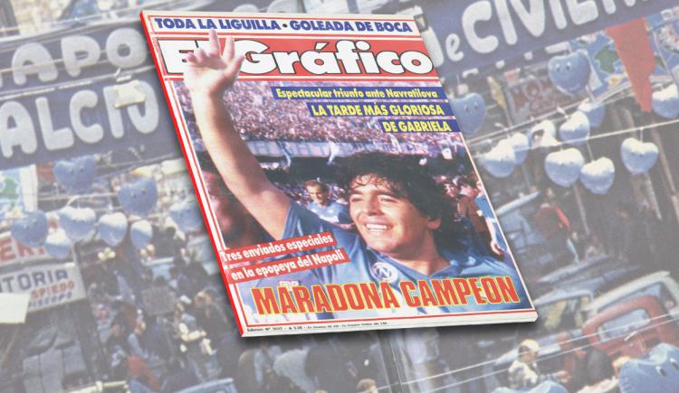 Imagen de Maradona y su primer Scudetto con Napoli