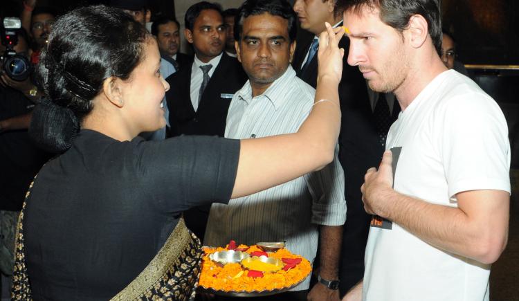 Imagen de Messi en la India: por la misma senda que Maradona y Pelé