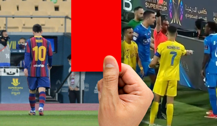 Imagen de Cristiano Ronaldo Vs. Lionel Messi ¿Quién fue expulsado más veces en su carrera?