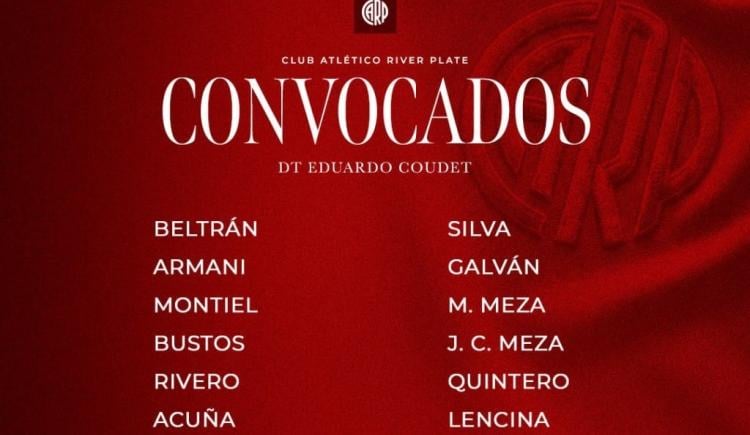 Imagen de Con Armani y dos llamativas ausencias, la lista de convocados de River para enfrentar a Gimnasia