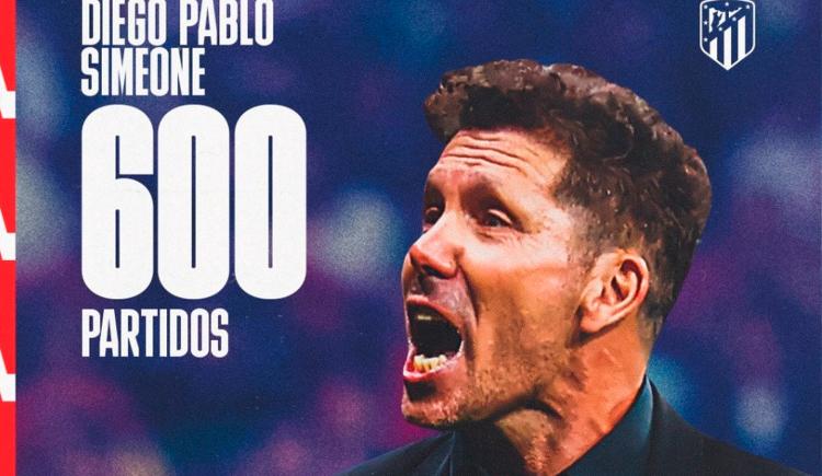 Imagen de Diego Simeone dirigió su partido 600 en Atlético Madrid