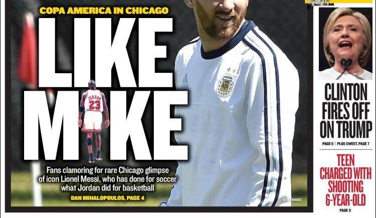 Imagen de Messi, como Jordan, para un diario de Chicago