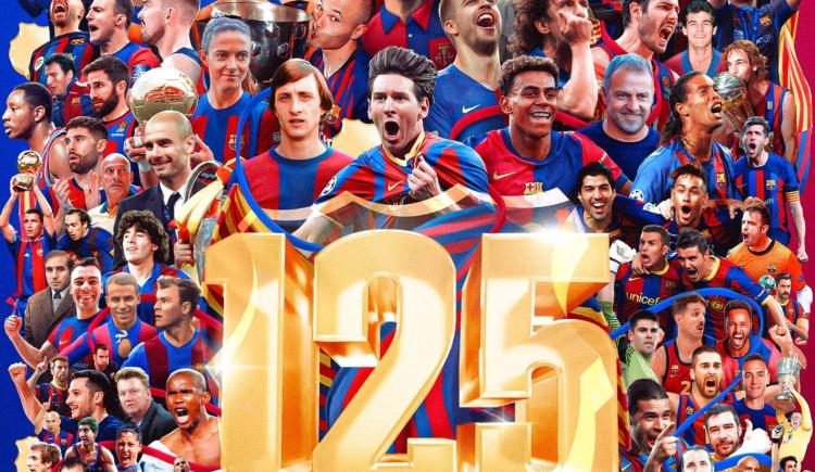 Imagen de El póster de Barcelona por sus 125 años que incluyó a tres argentinos pero tuvo una gran ausencia