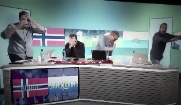 Imagen de La reacción de los periodistas noruegos en el gol de San Marino