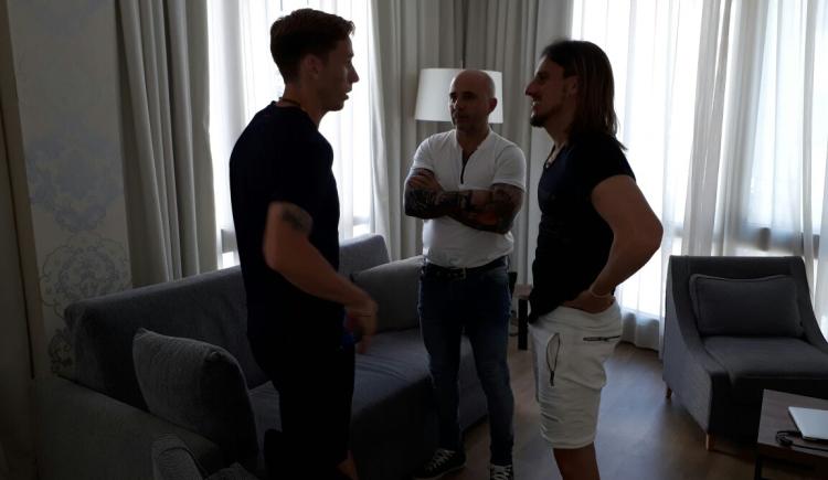 Imagen de Sampaoli visitó a Biglia y Musacchio