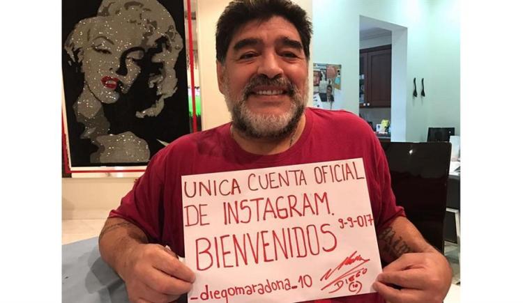 Imagen de Maradona se sumó a Instagram