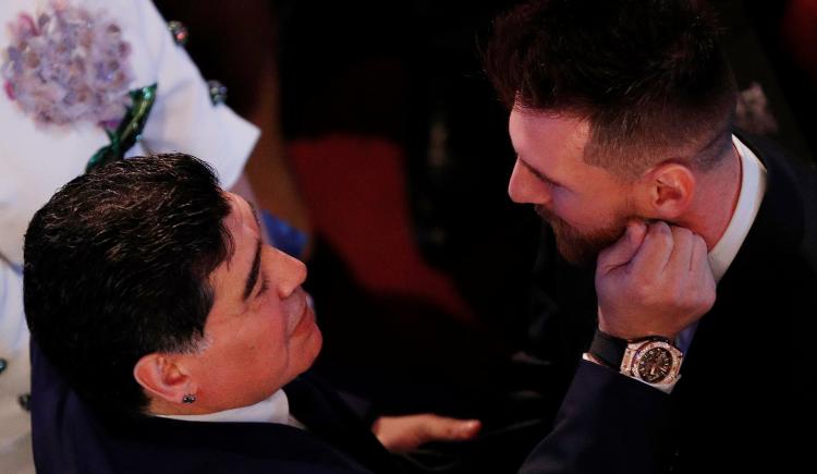 Imagen de Diego, con Messi: "Soy un afortunado"