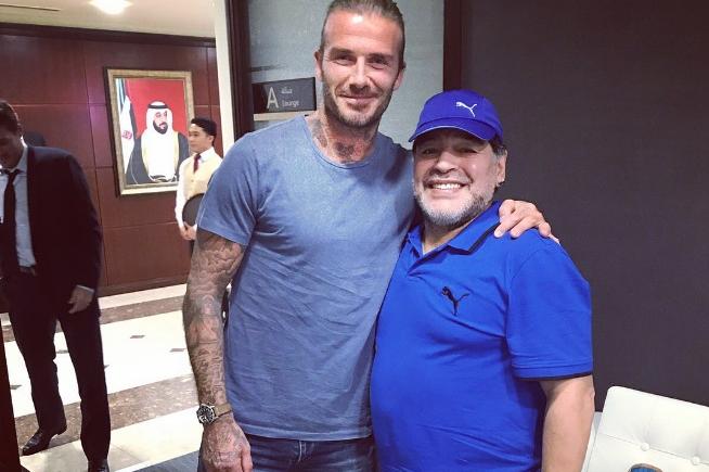 Imagen de Diego se encontró con David Beckham