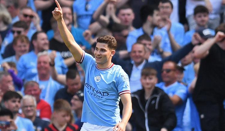 Imagen de Manchester City, celebración y victoria con un gol de Julián Álvarez
