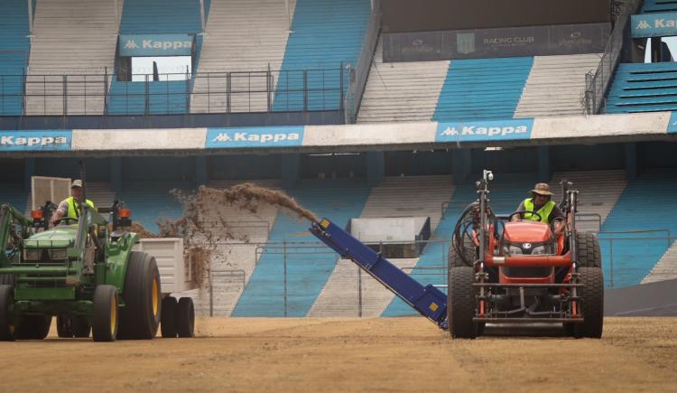 Imagen de Comenzaron los trabajos en el Cilindro para el cambio total del césped
