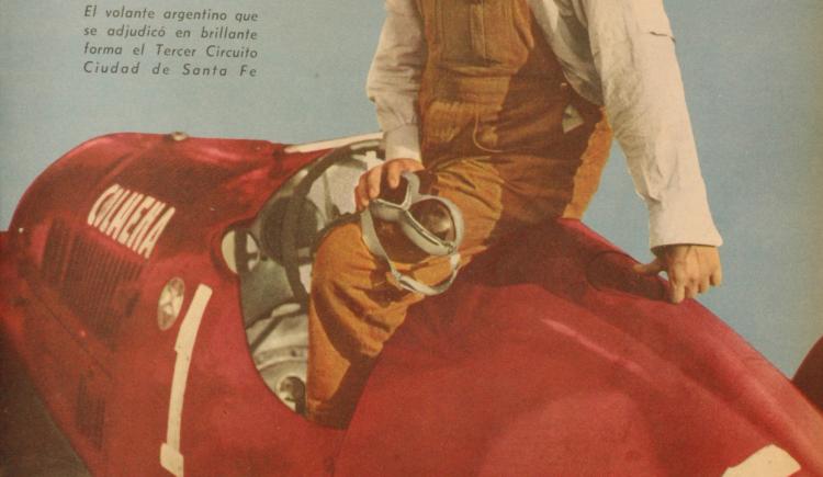 Imagen de 14 de noviembre de 1941, José Canziani y su Alfa Romeo