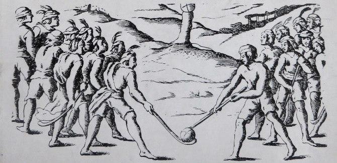 Imagen de El Hockey, derivado de la primitiva chueca araucana