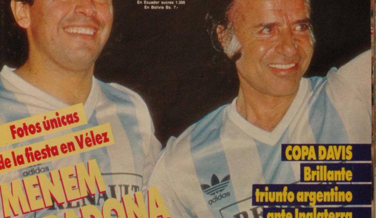 Imagen de 25 de julio de 1989, Maradona y el Presidente