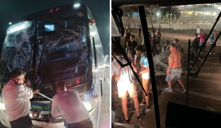 Imagen de Desgracia con suerte: el ómnibus de Racing chocó y no hubo heridos