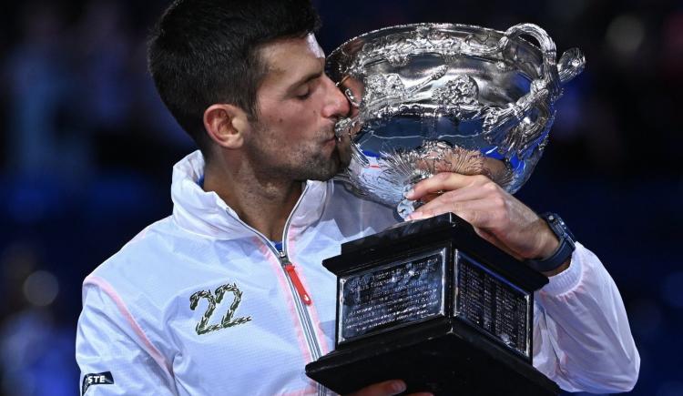 Imagen de Novak Djokovic, a puro canto como hincha de Messi y de la Scaloneta