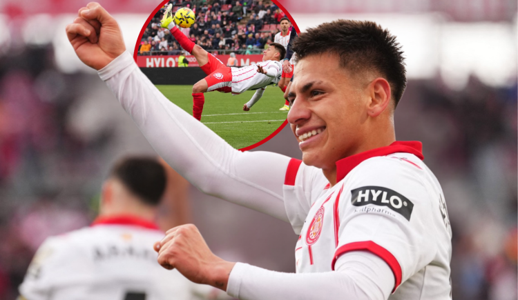 Imagen de Primer gol y asistencia de chilena del Diablito Echeverri en Girona