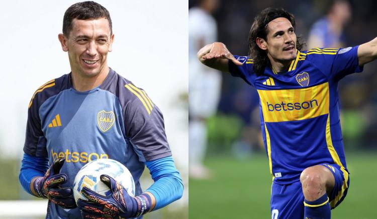 Imagen de Boca, con Marchesín y Cavani, pero sin Rojo