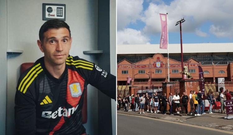 Imagen de Con la actuación de Dibu Martínez y récord de ventas, Aston Villa presentó su nueva camiseta
