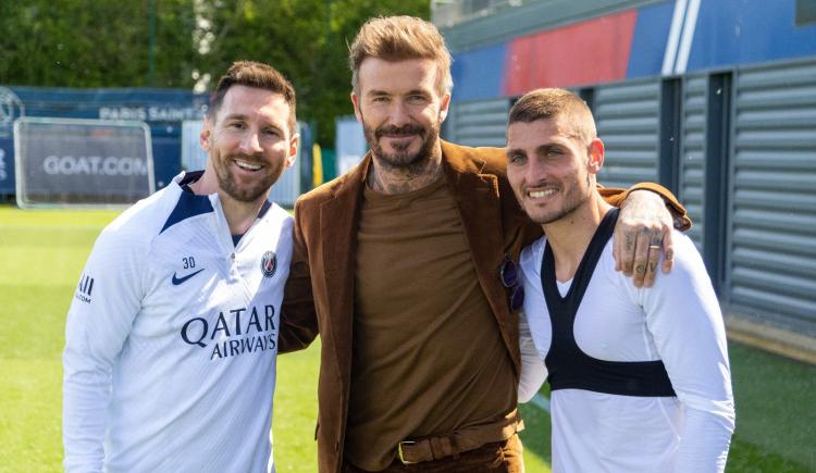 Imagen de Lionel Messi y David Beckham, juntos en la práctica de PSG